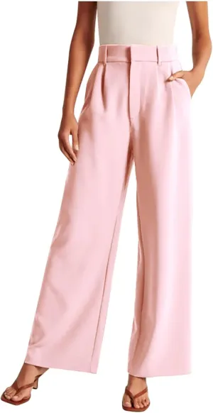 Qeaghou Womens Trousers Dress Pants 2024 High Waisted Wide Leg Pants Palazzo Work Tailored Pants Business Casual Slacks Pants