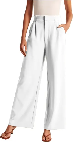 Qeaghou Womens Trousers Dress Pants 2024 High Waisted Wide Leg Pants Palazzo Work Tailored Pants Business Casual Slacks Pants