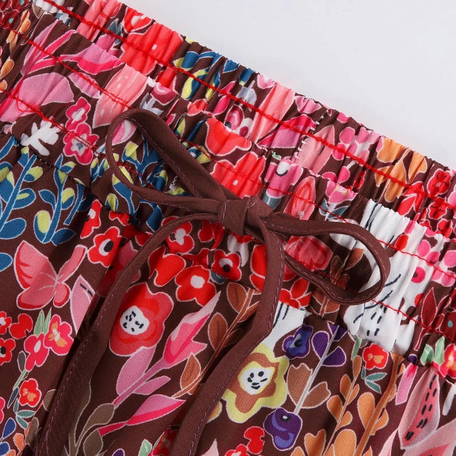 Skirts for Women,Ruffle Hem Bohemian Flowy Maxi Skirts Trendy 2025 Summer Vacation Elastic High Waisted Drawstring