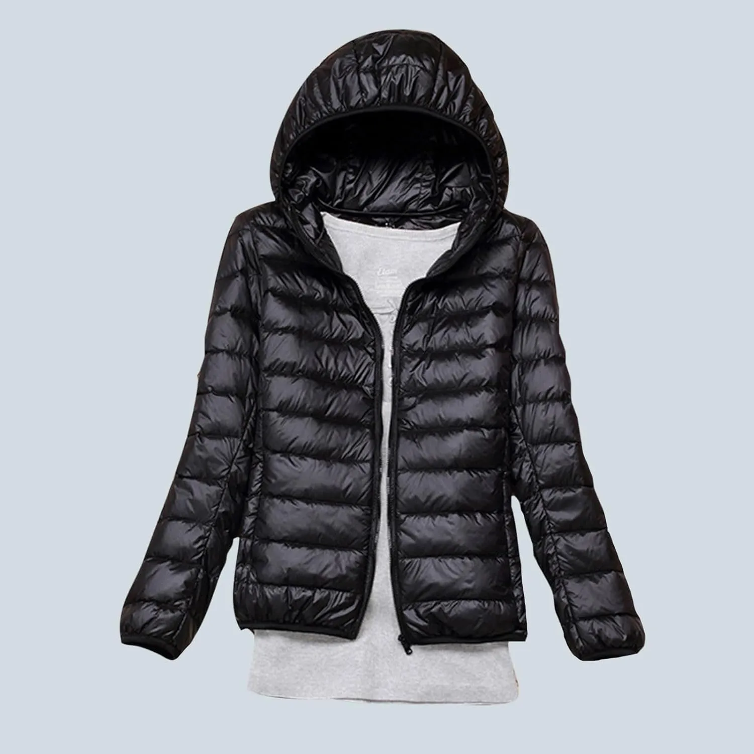 SMIDOW Winter Jackets For Women 2023 Trendy Warm Lightweight Puffer Coat Solid Color Quilted Full Zip Down Coats With Hood
