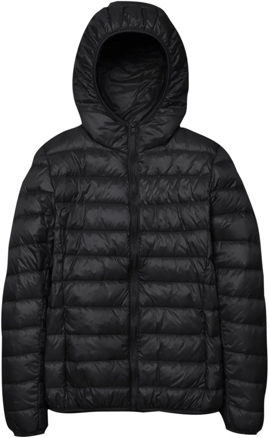 SMIDOW Winter Jackets For Women 2023 Trendy Warm Lightweight Puffer Coat Solid Color Quilted Full Zip Down Coats With Hood