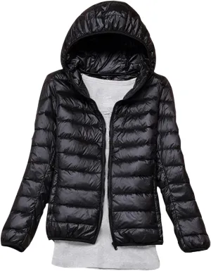 SMIDOW Winter Jackets For Women 2023 Trendy Warm Lightweight Puffer Coat Solid Color Quilted Full Zip Down Coats With Hood