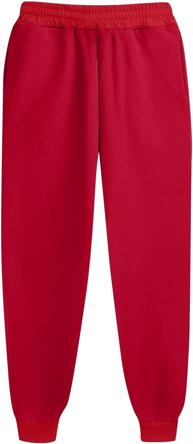 Straight Leg Sweatpants for Women Fleece Elastic High Waisted Sweat Pants Comfy Soft Cinch Bottom Joggers with Pockets