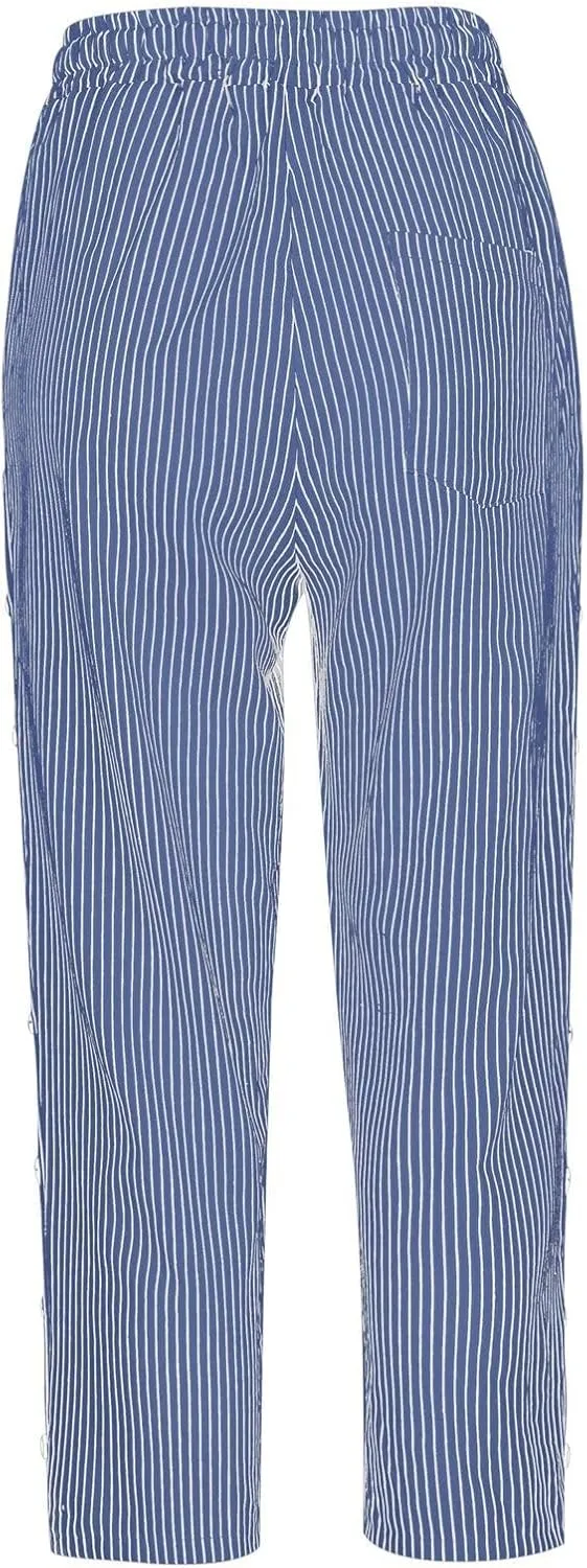 Striped Linen Pants Women Linen Capri Pants Lightweight Spring Summer Pants for Women 2025 Ladies Pinstripe Pants