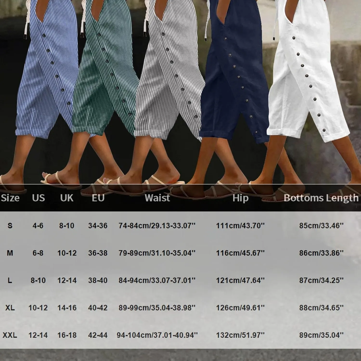 Striped Linen Pants Women Linen Capri Pants Lightweight Spring Summer Pants for Women 2025 Ladies Pinstripe Pants
