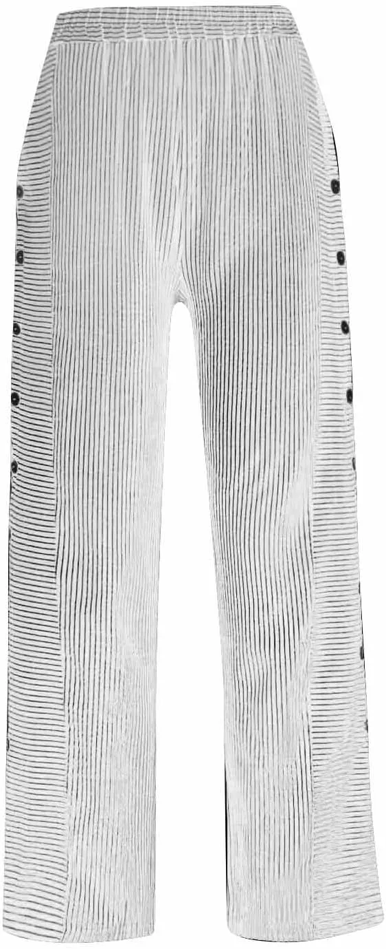 Striped Pants Women High Elastic Waist Wide Leg Pants Woman Vintage Lounge Pinstripe Pants Straight Leg Trousers