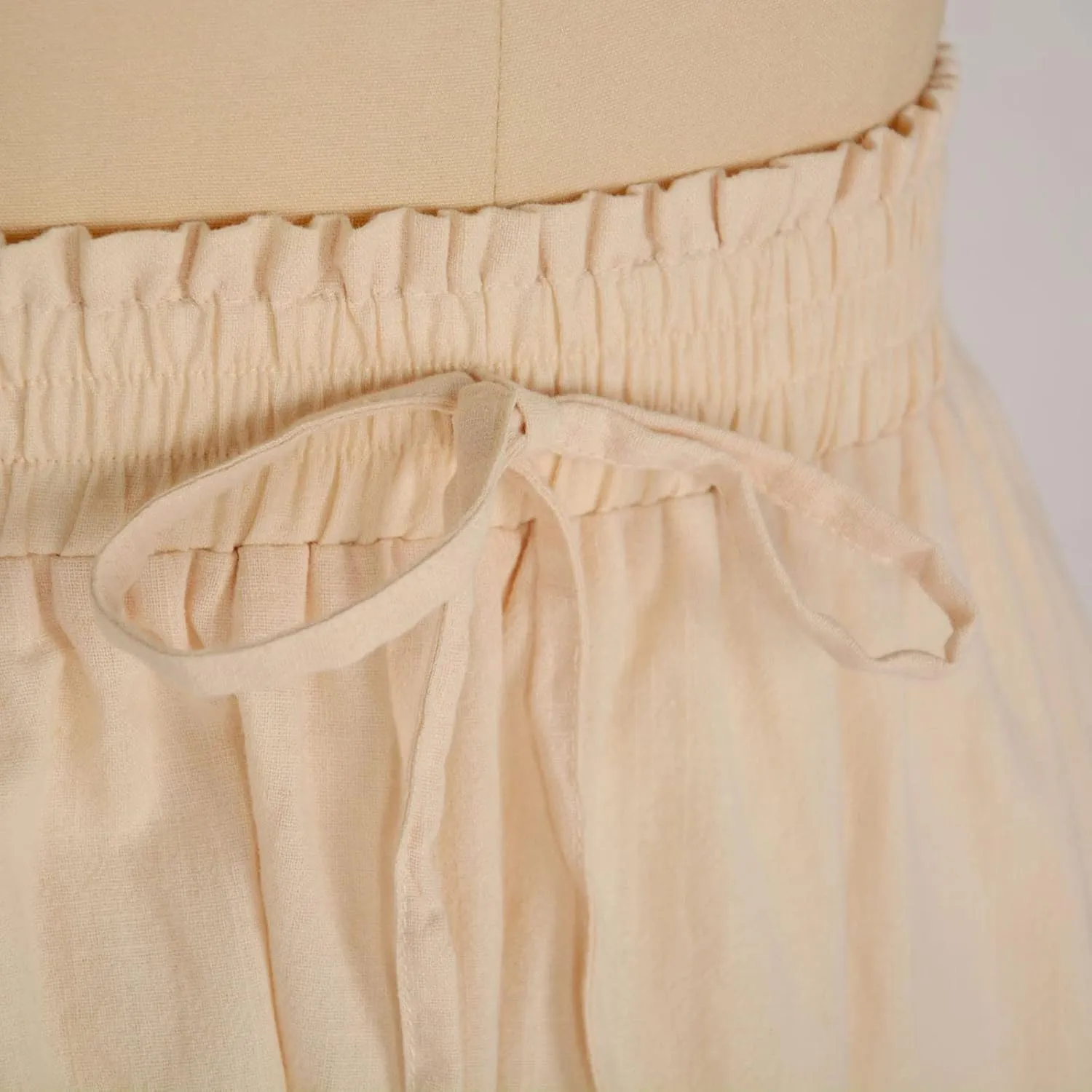 Summer Cotton Linen Midi Skirt Womens Flowy Tiered Ruffle A-Line Skirts Casual Elastic High Waist Swing Long Skirt