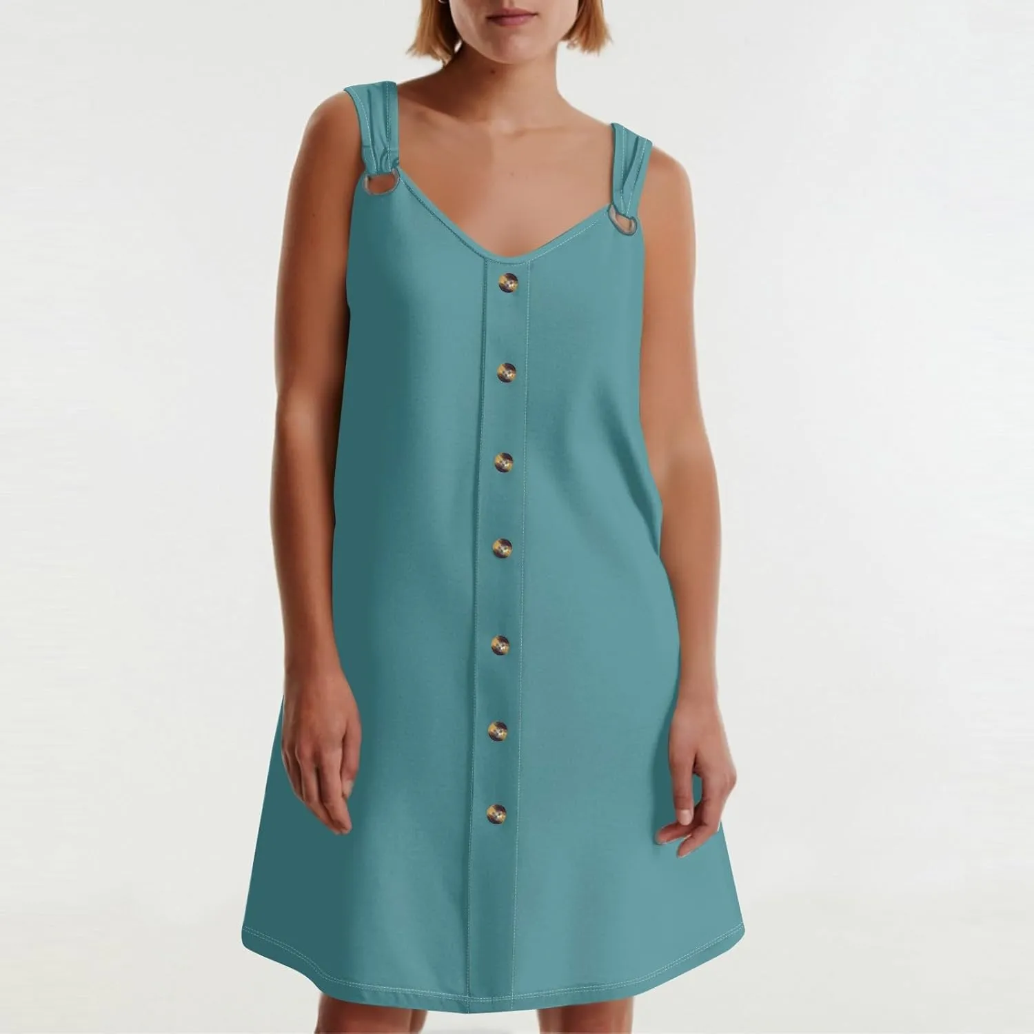 Summer Dresses for Women 2025 Loose Tank Dress Printed V Neck Beach Vacation Dress Sleeveless Sundress with Pockets