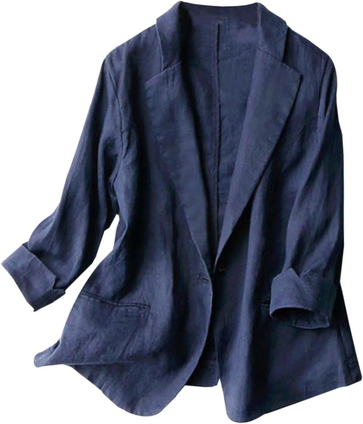 Summer Linen Blazers for Women 2025 Trendy Lightweight Casual One Button Work Jackets Thin Shirts Blazer with Pockets