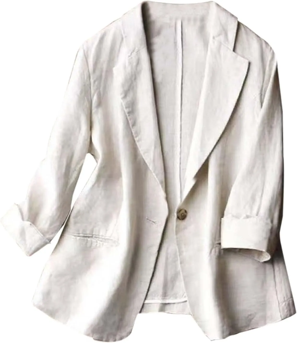 Summer Linen Blazers for Women 2025 Trendy Lightweight Casual One Button Work Jackets Thin Shirts Blazer with Pockets