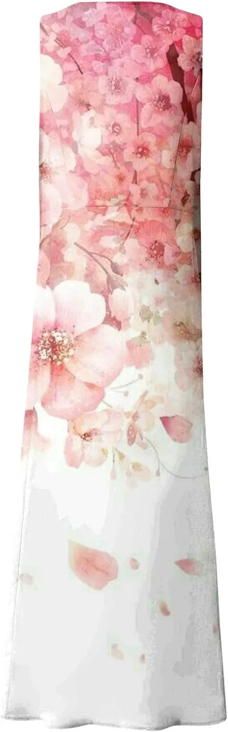 Sundresses for Women Floral Printed Sleeveless Sundresses Pockets a Line Beach Dress Casual Loose Tank Dresses