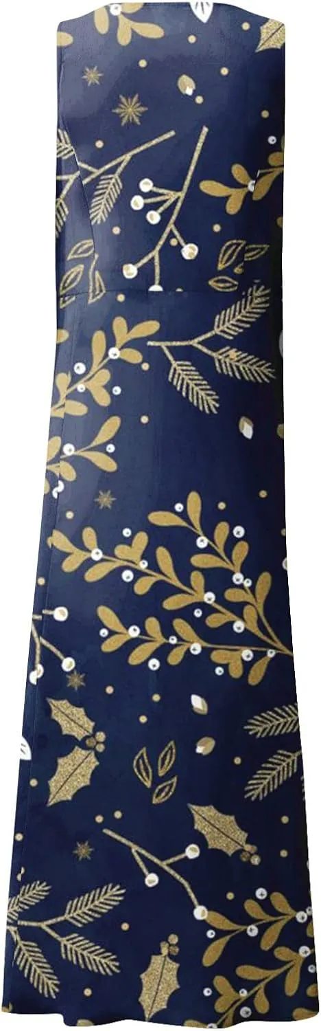 Sundresses for Women Floral Printed Sleeveless Sundresses Pockets a Line Beach Dress Casual Loose Tank Dresses
