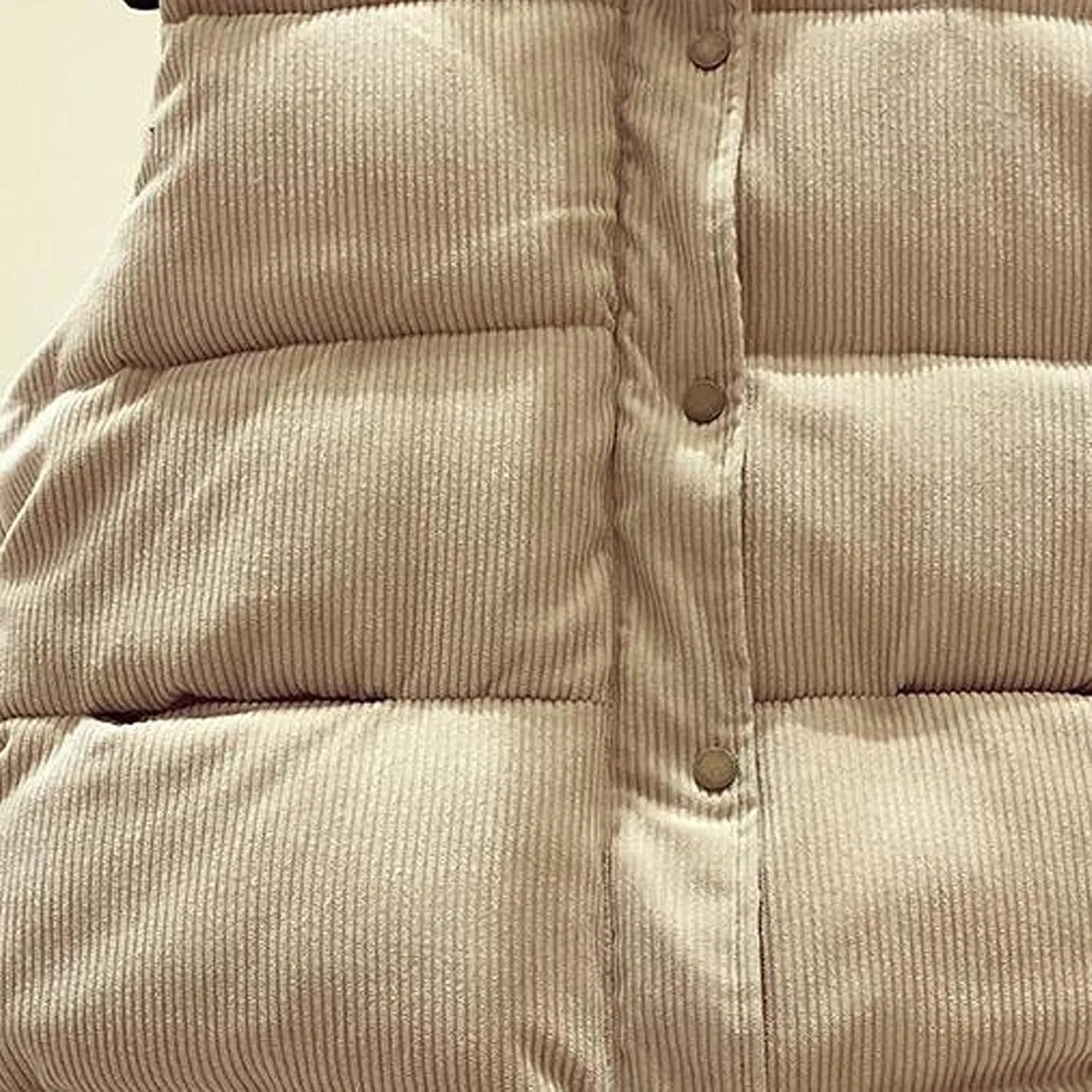 tuduoms Women's Vests Warm Puffer Vest Winter Casual Corduroy Jacket Gilet Light Packable Down Waistcoat Snaps Zip Outwear