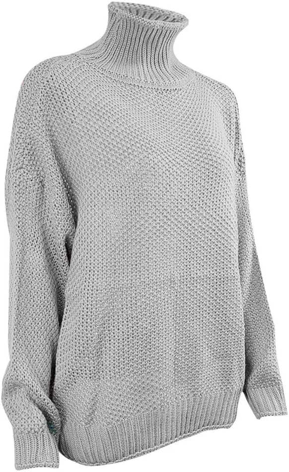 Turtleneck Sweater Women Oversized Knit Sweater Vintage Pullover Sweater Chunky Jumper Top Winter Casual Tunic Top