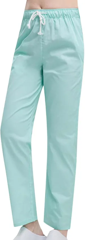 Uillui Long Pants for Women Relax Fit Straight Leg Trousers Drawstring Waist Lounge Pants Lightweight Solid Color Work Pants