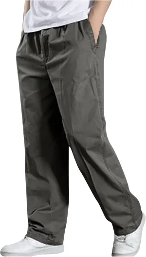 Uillui Men's Big and Tall Cargo Pants Casual Work Cotton Straight Leg Baggy Trouser Athletic Gym Training Workout Track Pant