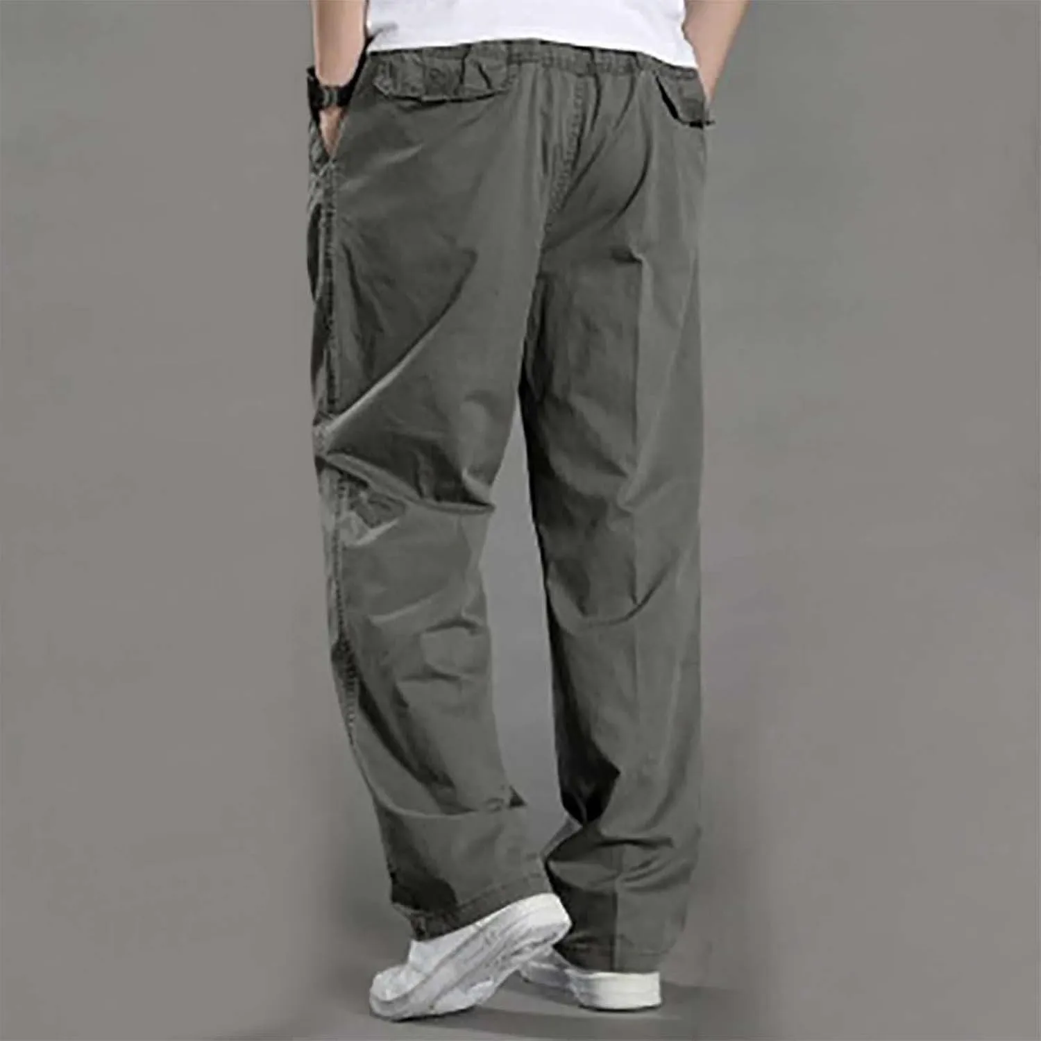 Uillui Men's Big and Tall Cargo Pants Casual Work Cotton Straight Leg Baggy Trouser Athletic Gym Training Workout Track Pant