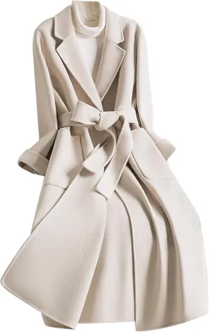 Vifucz Abrigos Tweed y guisantes para Mujer Ropa Abrigo Larga solapa muescas Rompevientos fluido Ropa Abrigo Chaquetas