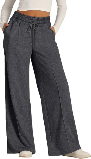 Wide Leg Sweatpants for Women Causal Drawstring High Waist Baggy Straight Trousers High Waist Yoga Palazzo Pants