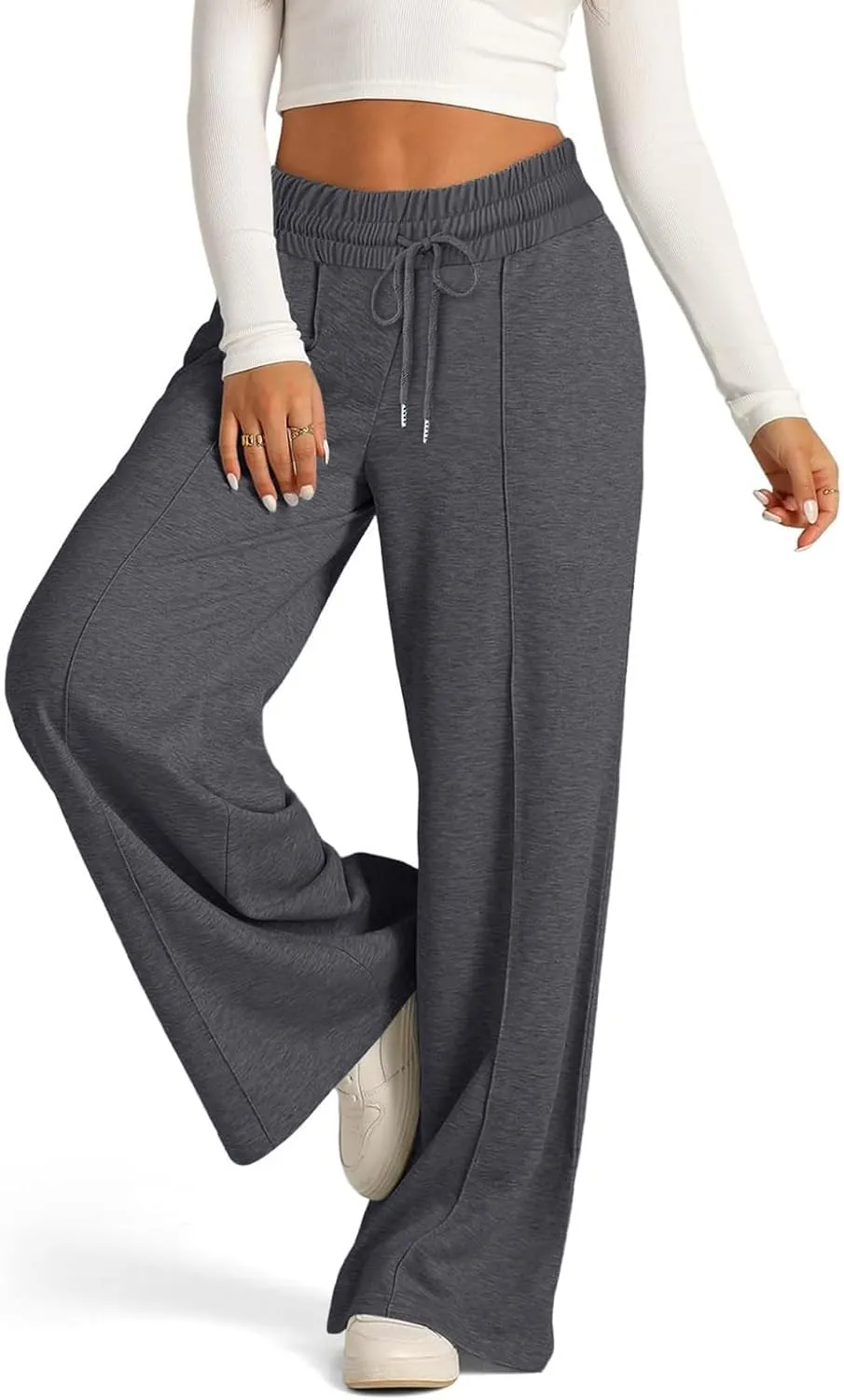Wide Leg Sweatpants for Women Causal Drawstring High Waist Baggy Straight Trousers High Waist Yoga Palazzo Pants