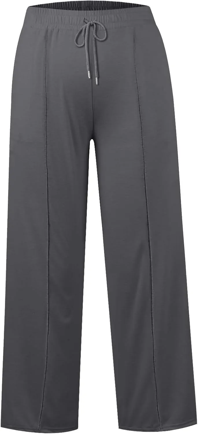 Wide Leg Sweatpants for Women Causal Drawstring High Waist Baggy Straight Trousers High Waist Yoga Palazzo Pants