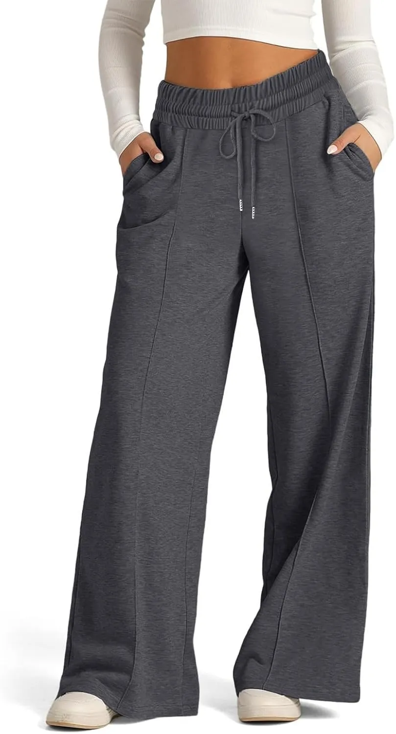 Wide Leg Sweatpants for Women Causal Drawstring High Waist Baggy Straight Trousers High Waist Yoga Palazzo Pants