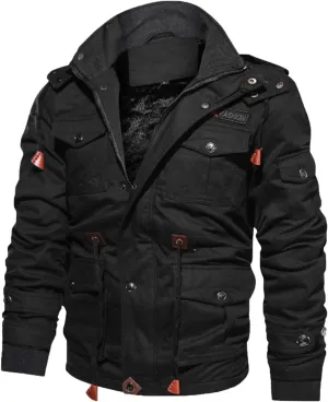 Winter Coats for Men Mens Winter Coats Men's Jacket Casual Fleeced Windproof Bomber Jacket Full Zip Windbreaker Jacket