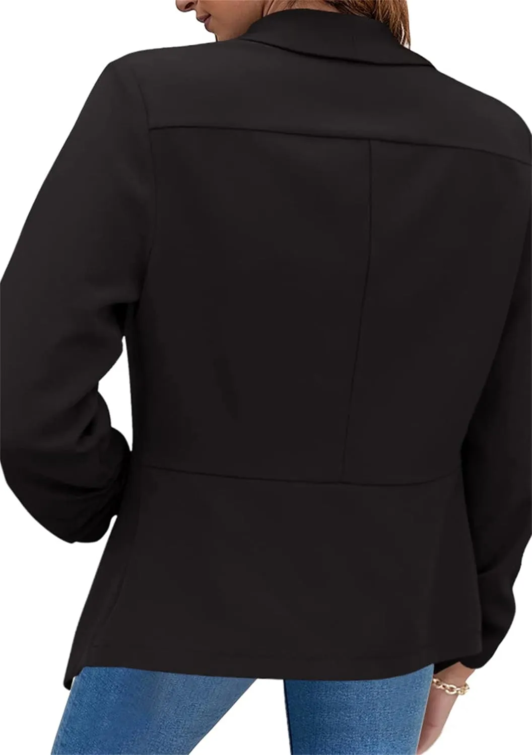 WIWIQS Women's Long Sleeve Open Front Office Blazer Business Lightweight Solid Color Blazers Dressy Casual Lapel Suit Jackets