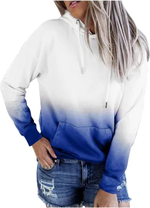 Women Casual Hoodies Tie-Dye Sweatshirt Fashion Y2k Oversized Pullover Drawstring Long Sleeve Tops Loose Fit Blouse