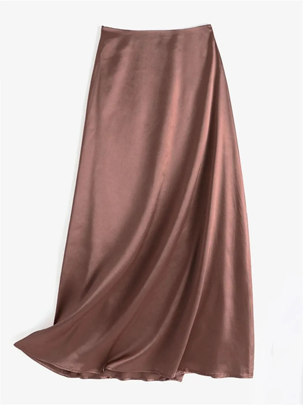 Women Fashion Satin Skirts Summer Vintage Long High Waist Skirt Casual Solid Party Style
