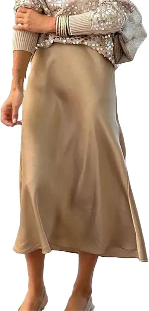 Women High Waist Satin Skirts Spring Solid Draped Hip Skirts Summer Casaul Slim Long Party Skirts