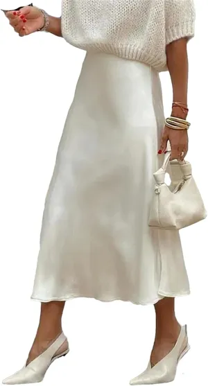 Women High Waist Satin Skirts Spring Solid Draped Hip Skirts Summer Casaul Slim Long Party Skirts
