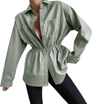Women Leather Jacket Stand-Up Collar Zipper Stitching Solid Color Jacket Faux Leather Jacket Women Faux Leather