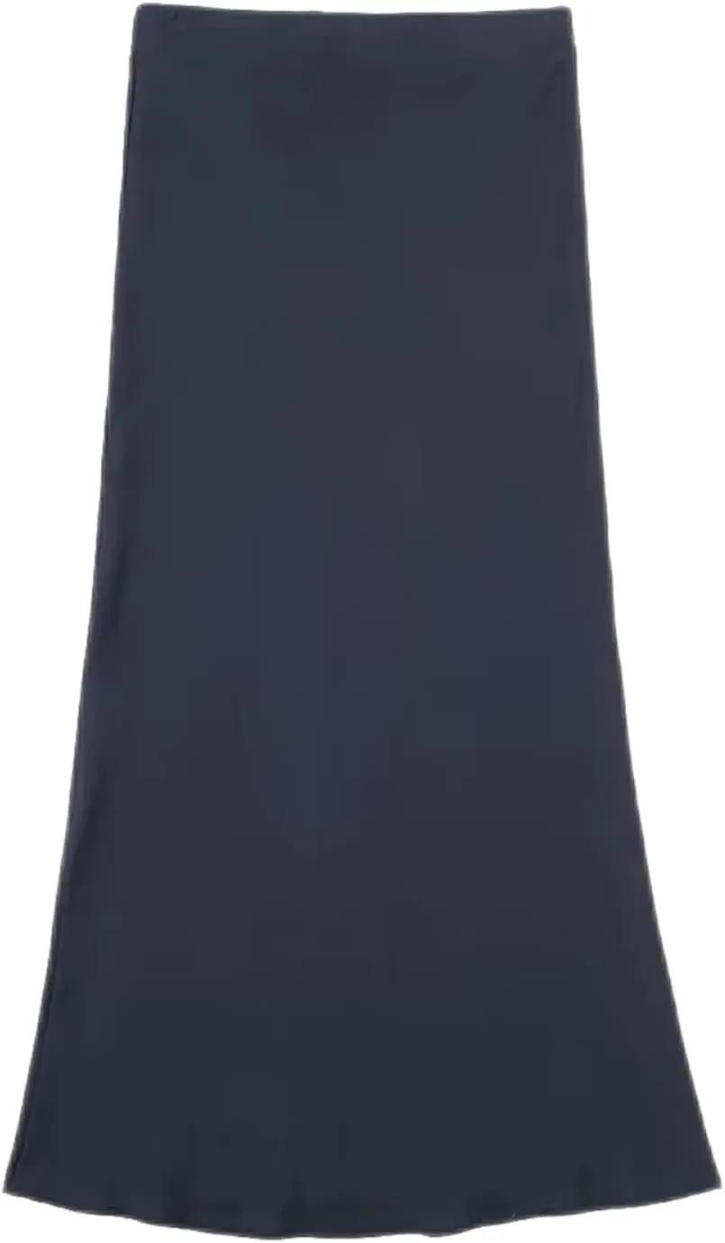 Women Long Skirt Spring Elastic High Waisted A-Line Casual Satin Skirts High Slim Fit Female Skirts