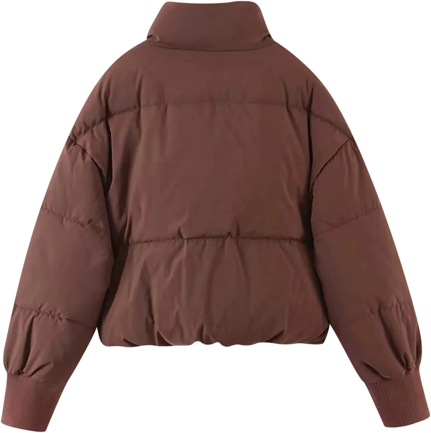 Women' s Winter Cropped Quilted Puffer Jacket Warm Down Coats Lightweight Oversized Zip Stand Collar Casual Outerwear