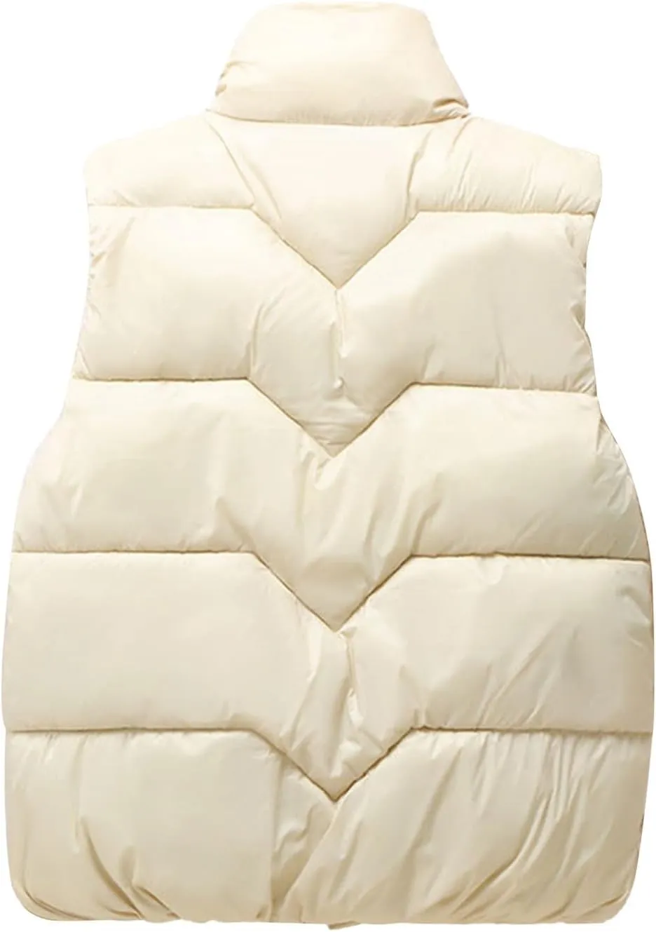 Womens 2024 Fall/Winter Puffer Vest Padded Cold Proof Quilted Jackets Full Zip Warm Down Vest with Zip Pockets