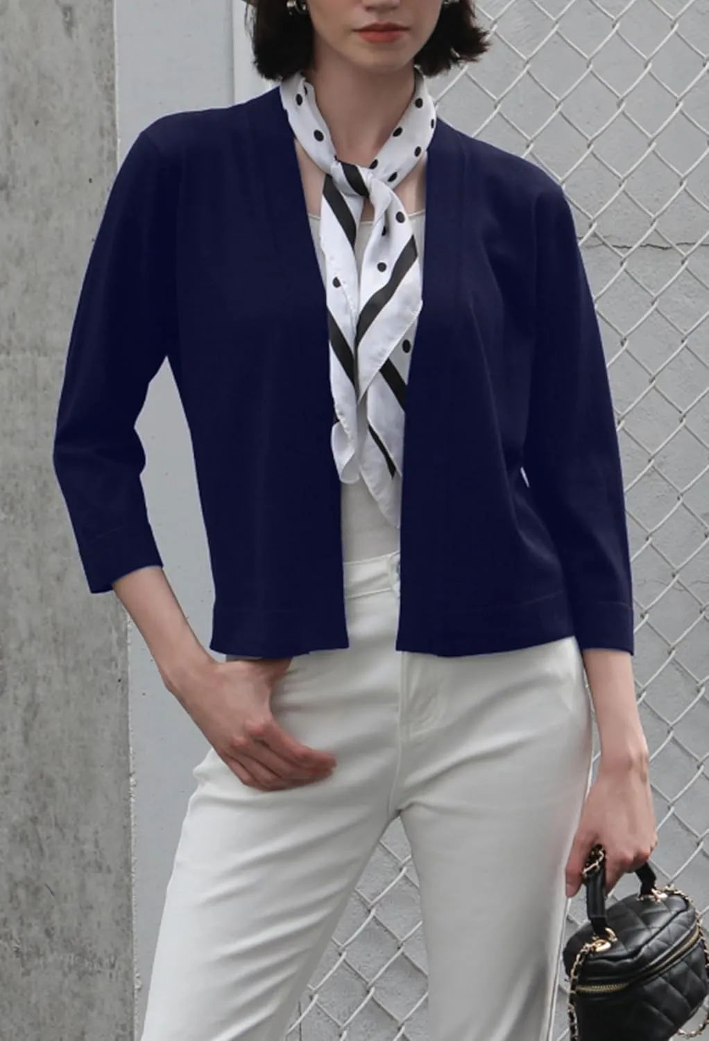 Women's 3/4 Sleeve Sweater Shrugs for Women Cropped Lightweight Knitted Cardigan