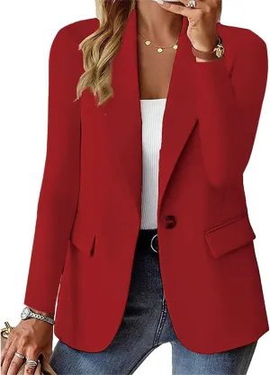 Women's Blazers 2025 Business Casual Long Sleeve Work Office Open Front Blazer Slim Fit Jacket with Pockets