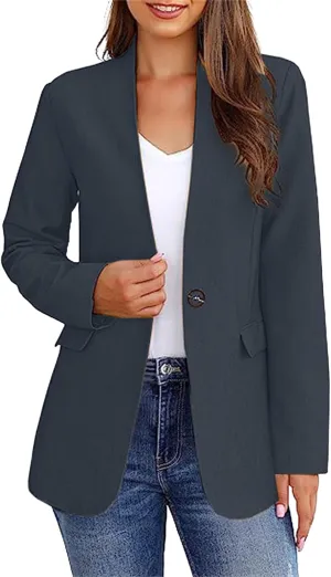 Women's Blazers 2025 Business Casual Long Sleeve Work Office Open Front Blazer Slim Fit Jacket with Pockets