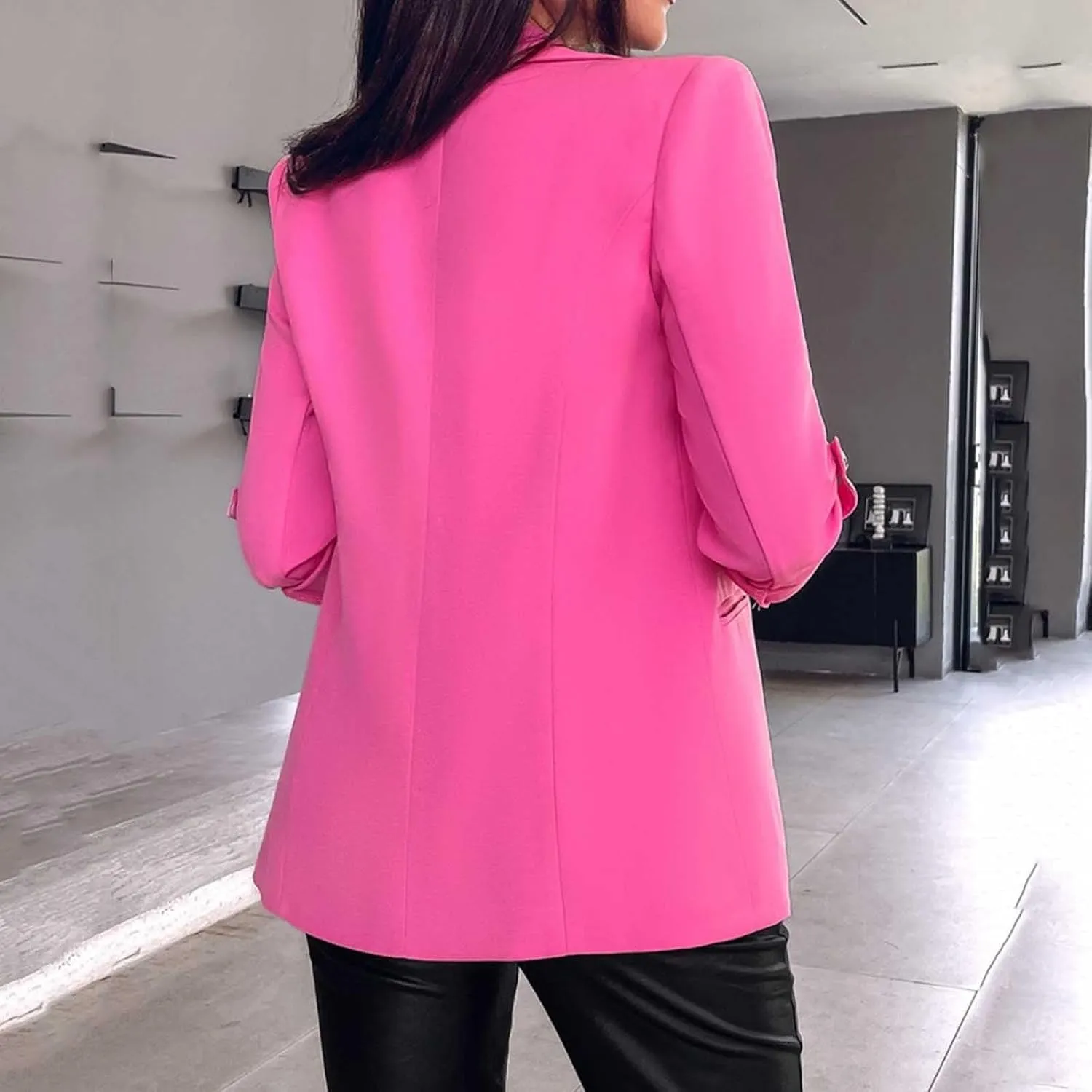 Womens Blazers for Work Casual 3/4 Sleeve Open Front Long Sleeve Suit Jacket Trendy Work Office Suit Blazer