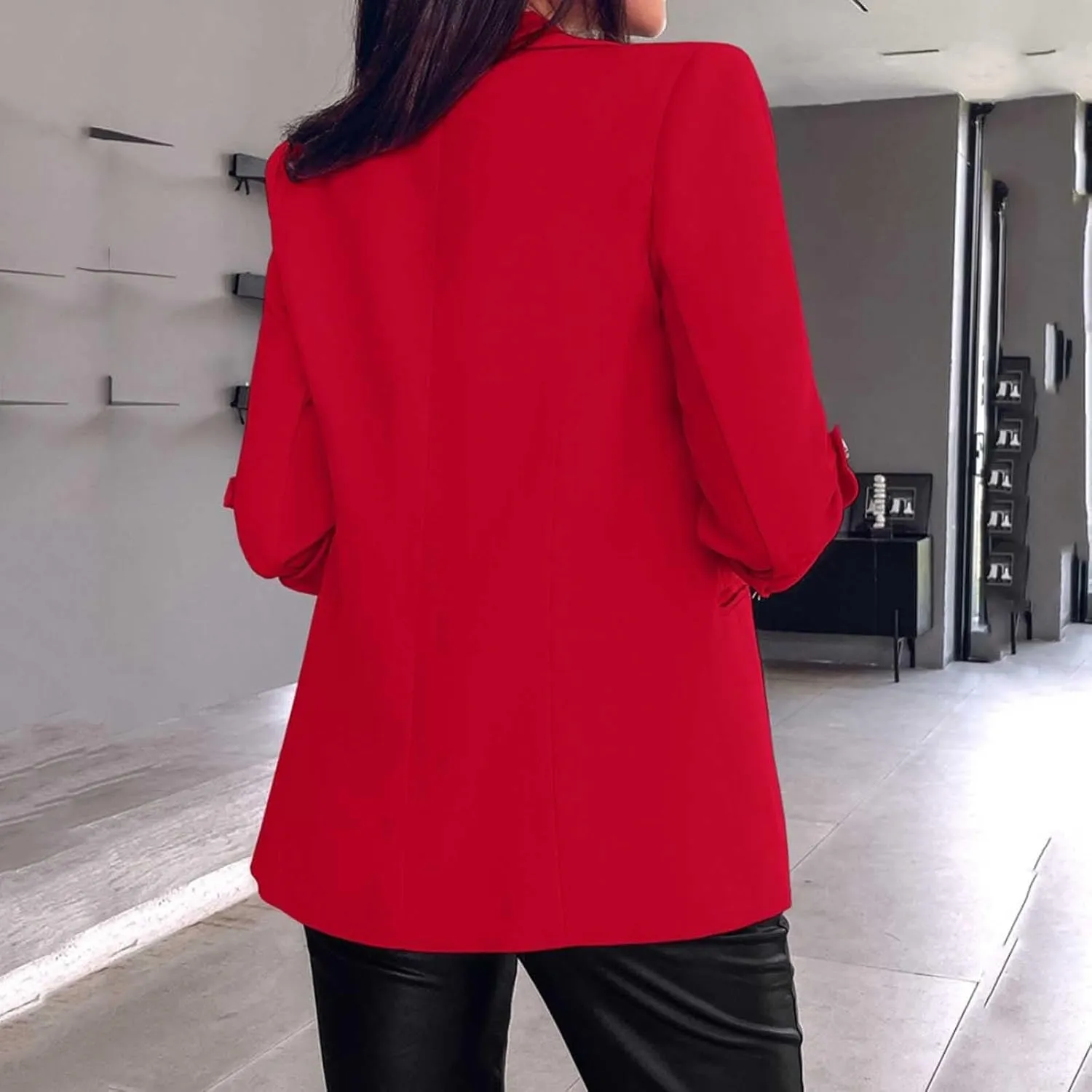 Womens Blazers for Work Casual 3/4 Sleeve Open Front Long Sleeve Suit Jacket Trendy Work Office Suit Blazer