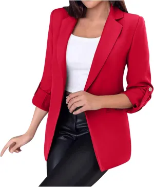 Womens Blazers for Work Casual 3/4 Sleeve Open Front Long Sleeve Suit Jacket Trendy Work Office Suit Blazer