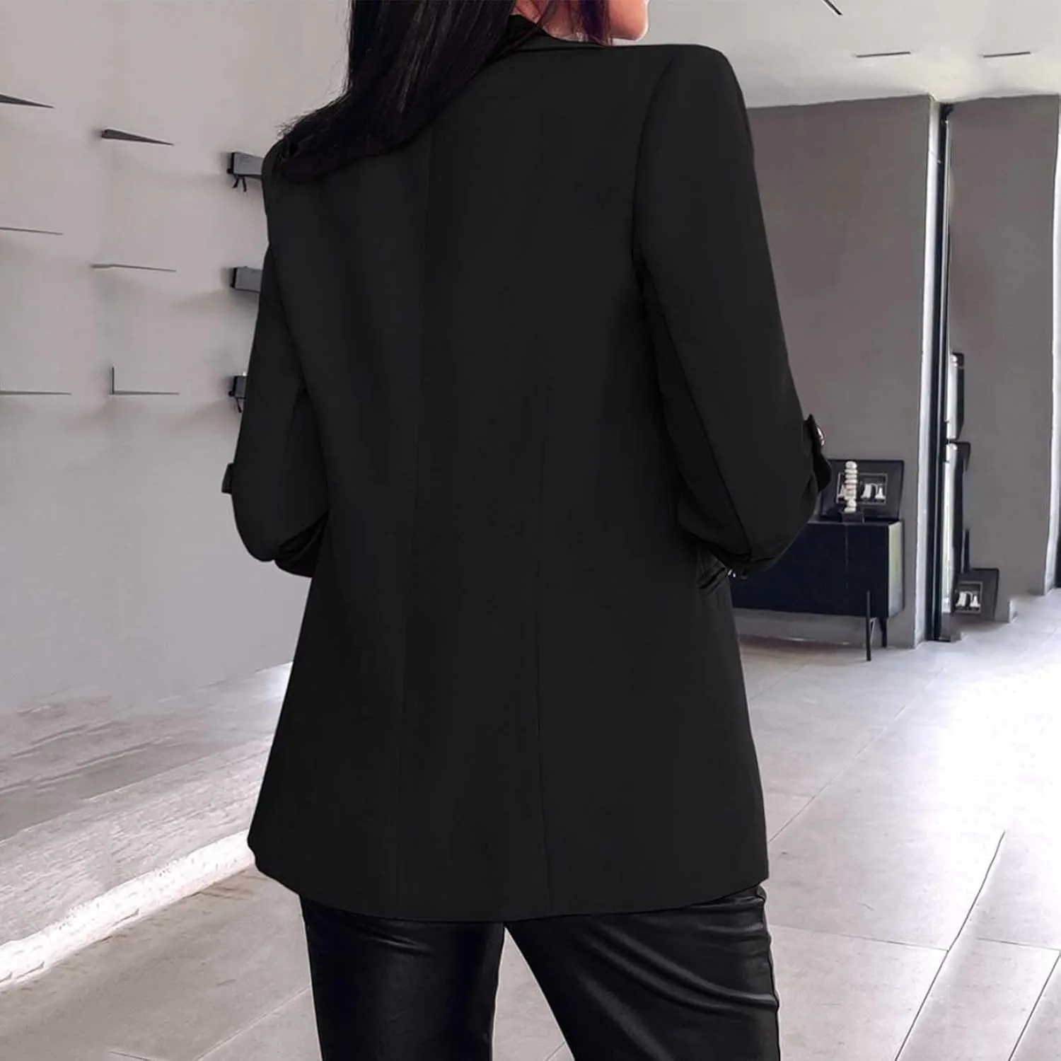 Womens Blazers for Work Casual 3/4 Sleeve Open Front Long Sleeve Suit Jacket Trendy Work Office Suit Blazer