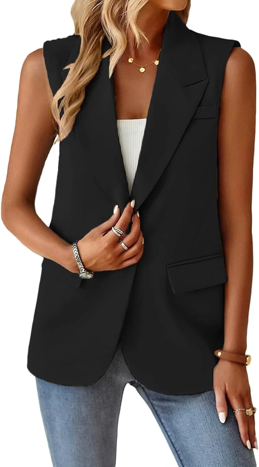 Womens Blazers for Work Casual Business Dressy Blazers Open Front Single Button Summer Jacket Fashion Suit Jacket