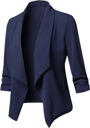 Womens Business Casual Blazer Shawl Collar Suit Jackets Open Front Long Sleeve Blazers Slim Fit Outwear Summer Coat