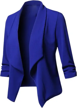 Womens Business Casual Blazer Shawl Collar Suit Jackets Open Front Long Sleeve Blazers Slim Fit Outwear Summer Coat