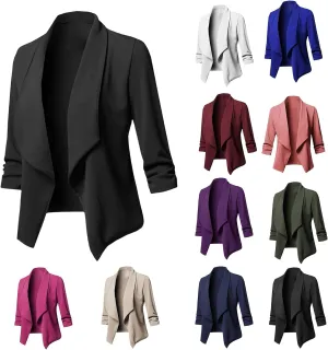 Womens Business Casual Blazer Shawl Collar Suit Jackets Open Front Long Sleeve Blazers Slim Fit Outwear Summer Coat
