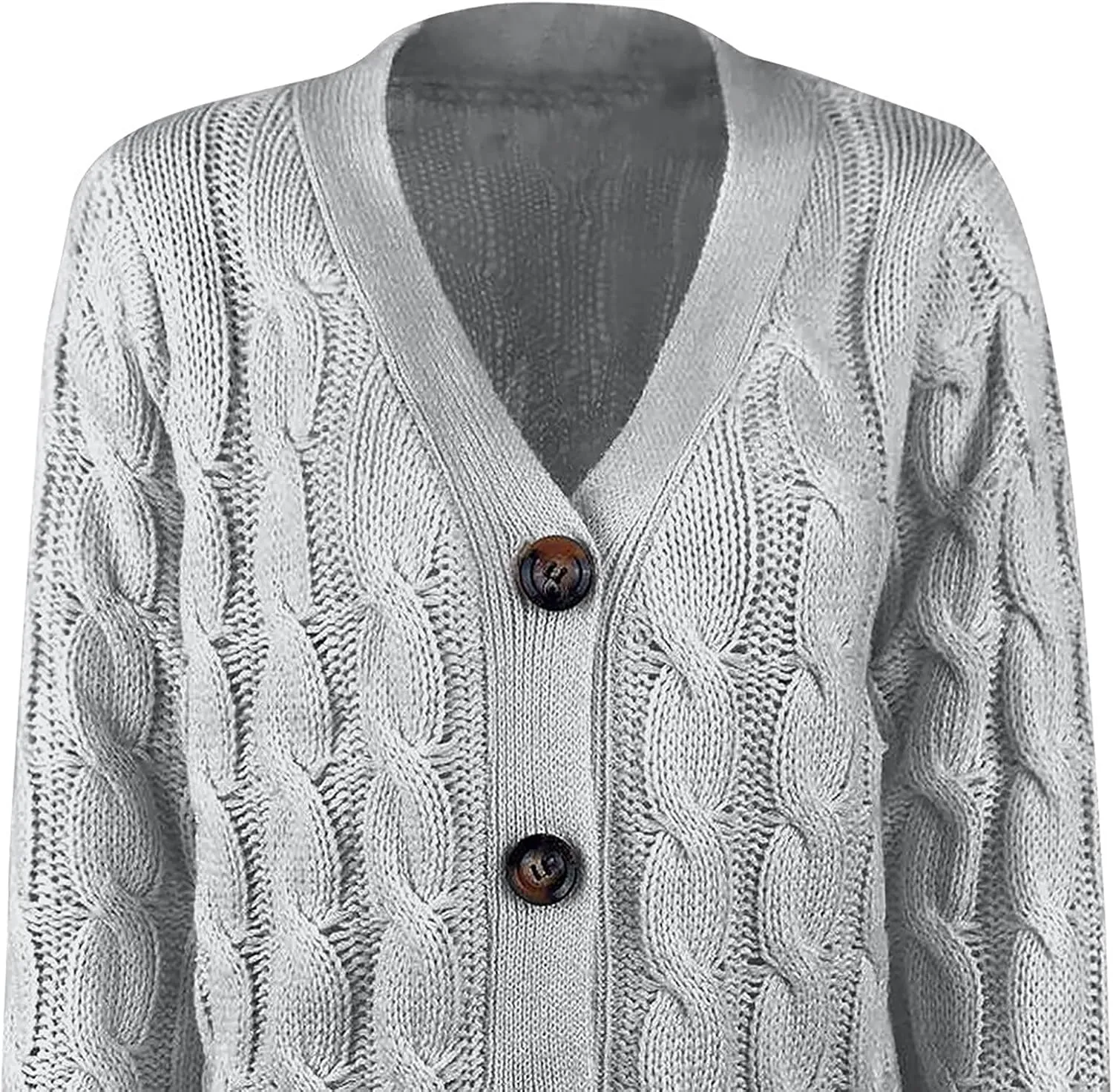 Womens Cable Knit Cotton Cardigan Sweaters Button V Neck Open Front Midi Sweater Jacket Winter Chunky Sweater Coat