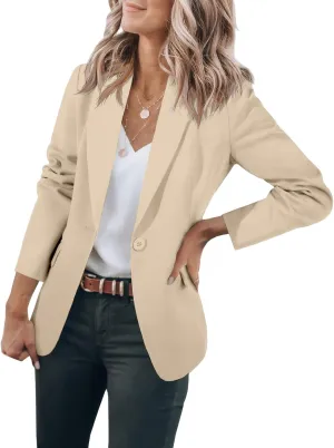 Womens Casual Blazers Long Sleeve Open Front Suit Jackets Business Dressy Top Work Office Blazer with Pockets