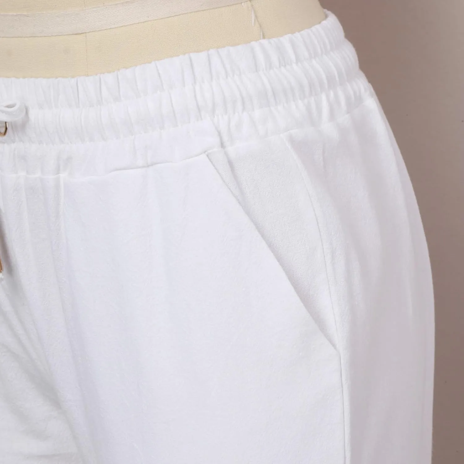 Women's Casual Cotton Linen Pants Lightweight Summer Relax Fit Elastic Waist Straight Leg Comfy Solid Trouser with Pockets